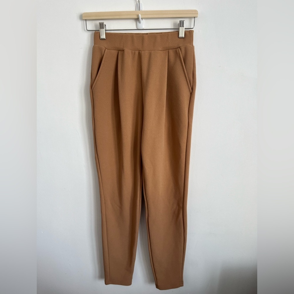 NEW 🆕 Shein Tapered Pocket High Waist Trouser Pant Camel Tan Small